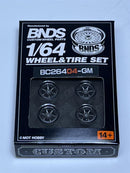 BNDS Custom Wheel Parts Wheel and Tyre Set Gunmetal Grey 1:64 MOT Hobby BC26404GM
