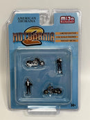 Motomania 2 4 Piece Diecast Figures 1:64 Scale American Diorama MiJo Exclusives 76490