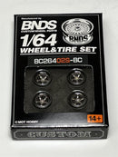 BNDS Custom Wheel Parts Wheel and Tyre Set Black Chrome 1:64 MOT Hobby BC26402SBC