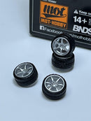 BNDS Custom Wheel Parts Wheel and Tyre Set Silver 1:64 MOT Hobby BC26404SSR