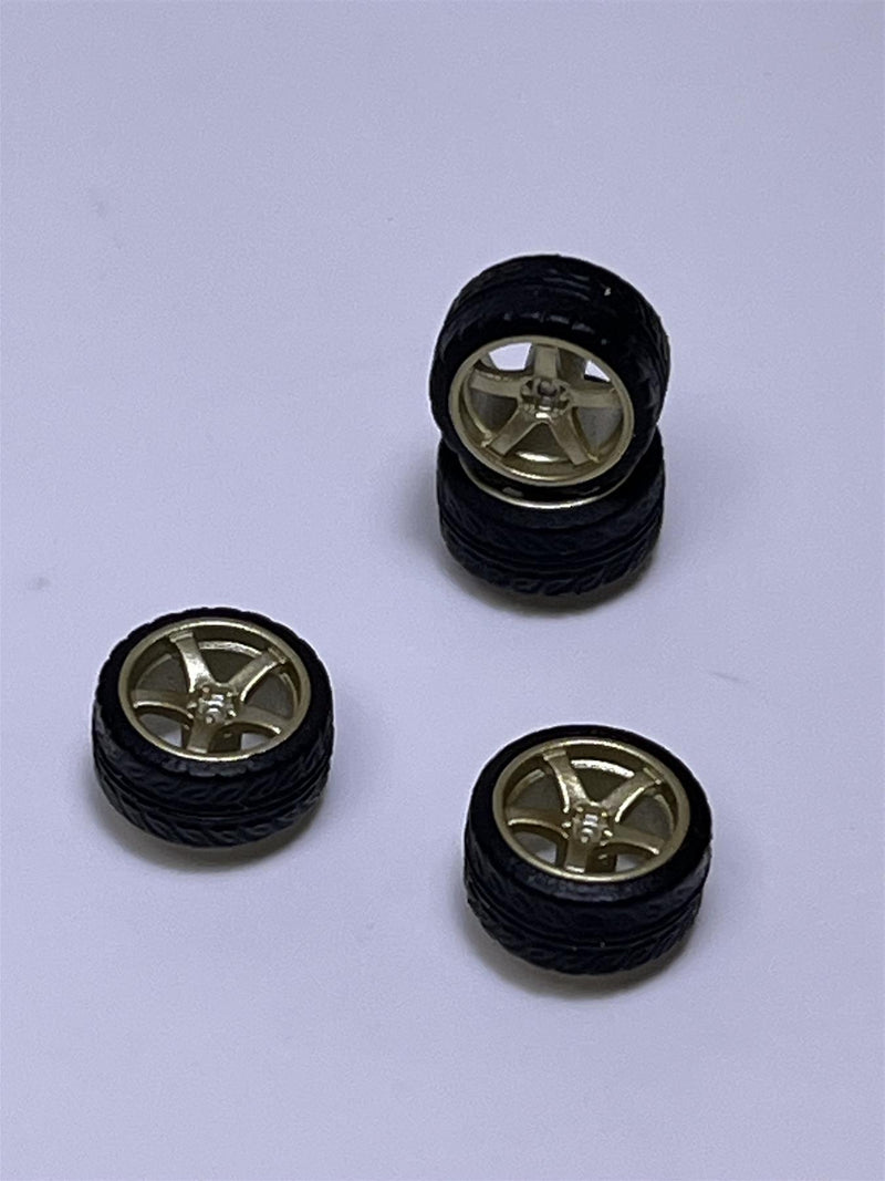 BNDS Custom Wheel Parts Wheel and Tyre Set Gold 1:64 MOT Hobby BC26402SGD