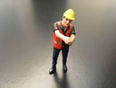 Worker Connecting Chain Safety Jacket Helmet Hand Painted Figure 1:32 32144