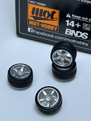 BNDS Custom Wheel Parts Wheel and Tyre Set  Silver 1:64 MOT Hobby BC26402SSR