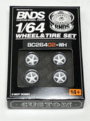 BNDS Custom Wheel Parts Wheel and Tyre Set White 1:64 MOT Hobby BC26402WH