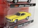 1967 Chevy Camaro SS and 1969 Chevy Camaro SS White Yellow 1:64 Johnny Lightning JLPK013B