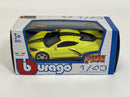 2020 Chevrolet Corvette Stingray Coupe Yellow Black Stripes 1:43 Scale Burago 183000