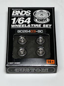 BNDS Custom Wheel Parts Wheel and Tyre Set Black Chrome 1:64 MOT Hobby BC26403BC