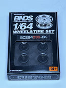BNDS Custom Wheel Parts Wheel and Tyre Set Gloss Black 1:64 MOT Hobby BC26403SBK