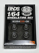 BNDS Custom Wheel Parts Wheel and Tyre Set Gunmetal Grey 1:64 MOT Hobby BC26403SGM