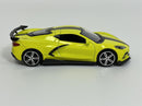 2020 Chevrolet Corvette Stingray Coupe Yellow Black Stripes 1:43 Scale Burago 183000