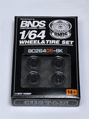 BNDS Custom Wheel Parts Wheel and Tyre Set Flat Gloss Black 1:64 MOT Hobby BC26405BK