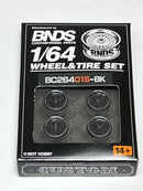BNDS Custom Wheel Parts Wheel and Tyre Set Gloss Black 1:64 MOT Hobby BC26401SBK