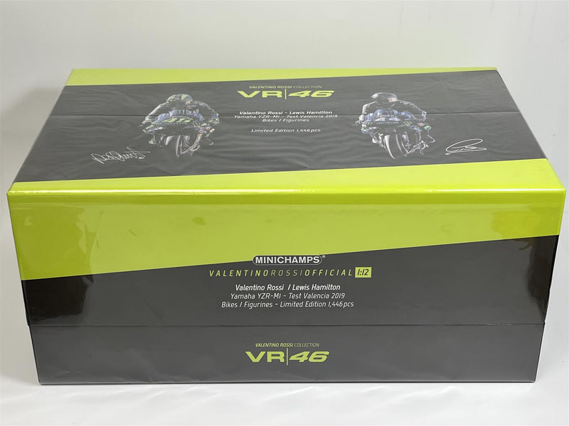 Valentino Rossi and Lewis Hamilton Yamaha YZR Valencia 2019 1:12 Minichamps 122194446