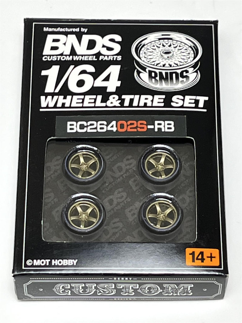 BNDS Custom Wheel Parts Wheel and Tyre Set Bronze 1:64 MOT Hobby BC26402SRB