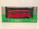 1972 volkswagen bus t2 red welly 22472 1:24 scale