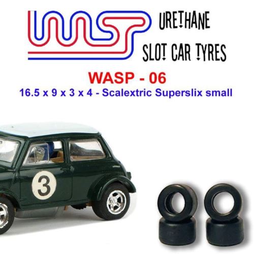 urethane slot car tyres x 4 wasp 06 16.5 x 9 x 3 x 4 fit scalextric