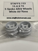 Staffs Slot Cars 5 Spoke White Alloy Wheels Air Rims 15.8 x 10 mm x2 STAFFS 153