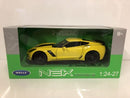 2017 chevrolet corvette z06 yellow 1:24 27 scale welly 24085y