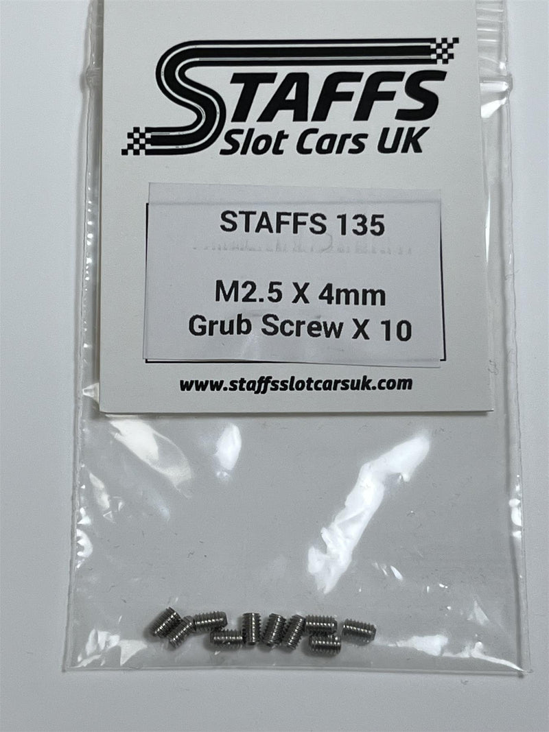 Staffs Slot Cars Grub Screw M2.5 X 4 mm x 10 STAFFS 135