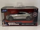 fast & furious brians nissan skyline gt-r r35 silver jada 97383