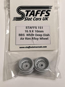 Staffs Slot Cars BBS Style Deep Dish Air Alloy Wheels White  16.9 x 10 mm x2 STAFFS 151