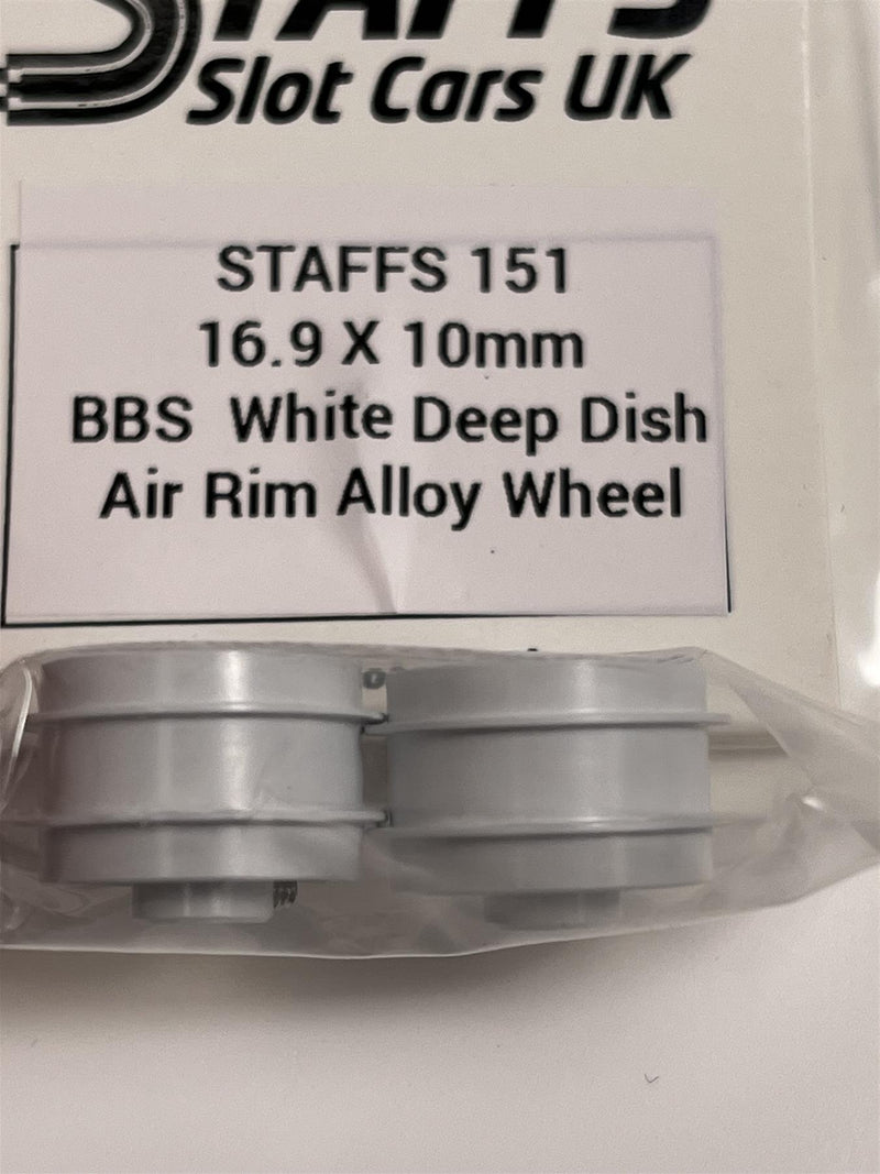 Staffs Slot Cars BBS Style Deep Dish Air Alloy Wheels White  16.9 x 10 mm x2 STAFFS 151