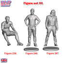 Trackside Unpainted Figures Scenery Display 3 x Fig Set 90 New 1:32 Scale WASP