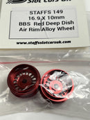 Staffs Slot Cars BBS Style Deep Dish Air Alloy Wheels Red 16.9 x 10 mm x2 STAFFS 149