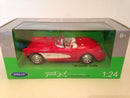 1957 chevrolet corvette convertible red 1:24 scale welly 29393r new