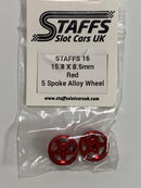 staffs slot cars uk 15.8 x 8.5mm red 5 spoke alloy wheels staff 16