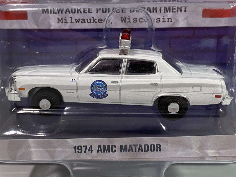1974 amc matador milwaukee police 1:64 greenlight 42930a