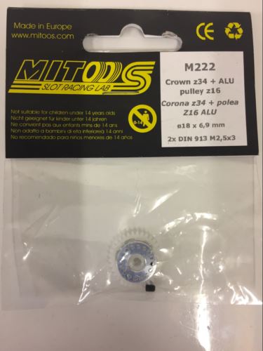 mitoos m222 34 tooth crown + alloy 16 tooth pulley new