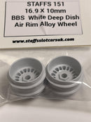 Staffs Slot Cars BBS Style Deep Dish Air Alloy Wheels White  16.9 x 10 mm x2 STAFFS 151