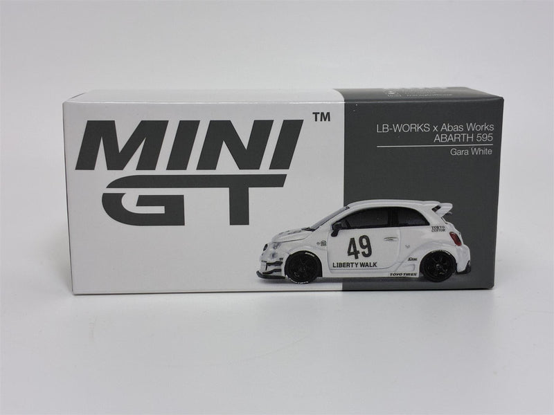 Abarth 595 LB Works Abas Works Gara White LHD 1:64 Mini GT MGT00809L
