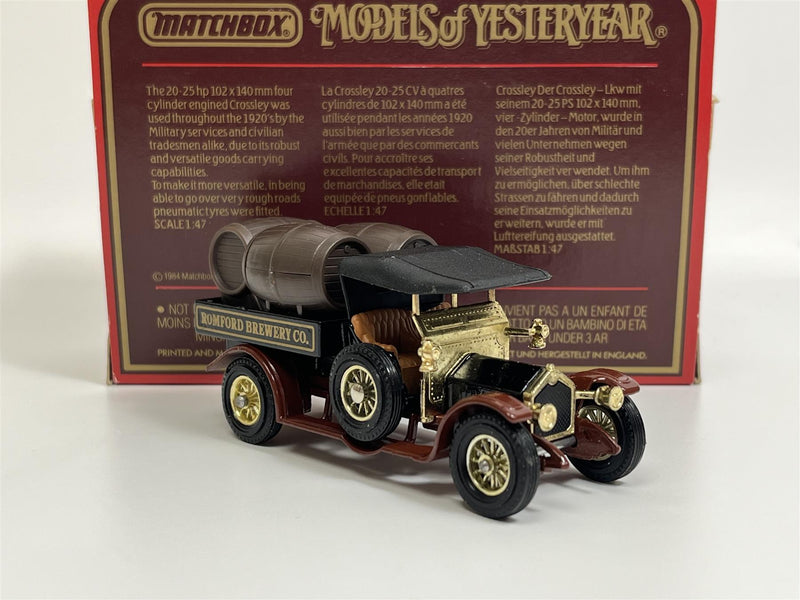 Crossley Beer Lorry 1918 Romford Brewery Company 1:47 Models of Yesteryear Matchbox Y26D S6