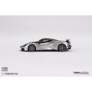 a silver and blue sports car