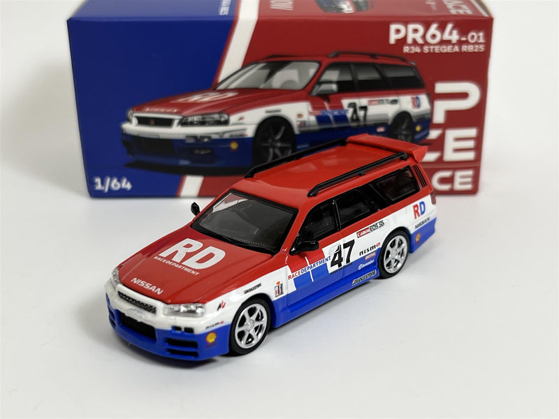 Nissan R34 Stegea RB25 Race Department 1:64 Scale Pop Race PR640001