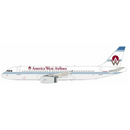 a white airplane with blue and red stripes