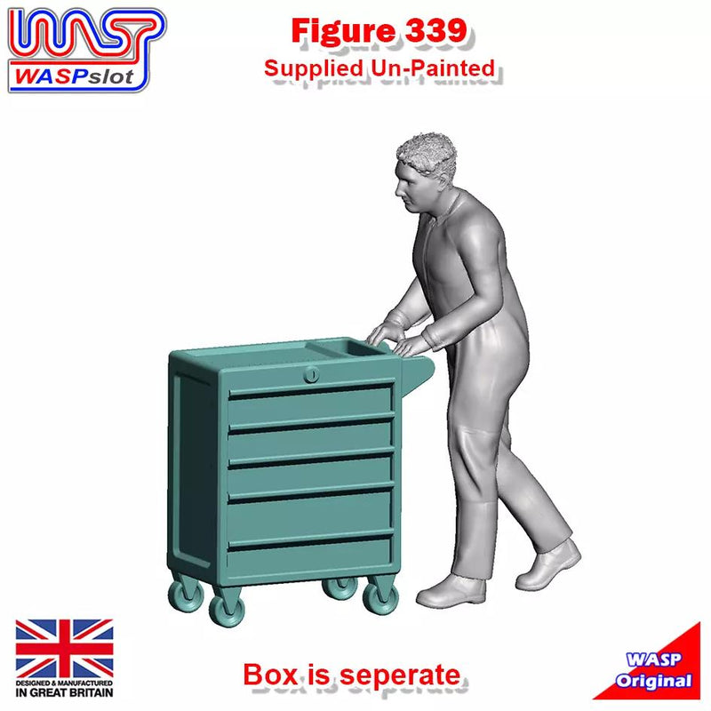 Trackside Unpainted Figure Mechanic Pushing Tool Chest Scenery Display No 339 New 1:32 Wasp