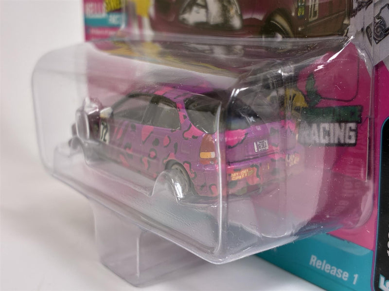 1998 Honda Civic Magenta Metallic with Leopard Print 1:64 Scale Johnny Lightning JLSF023
