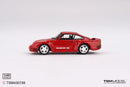 a red toy car on a white background