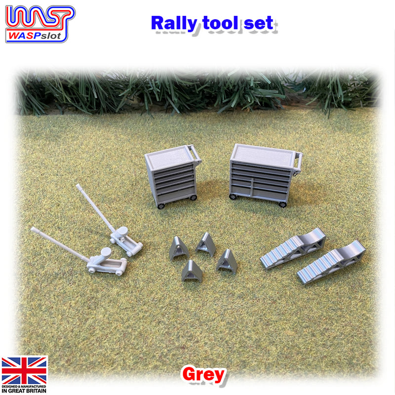 Slot Car Trackside Scenery Rally Service Tool Set Grey 1:32 Scale WASP