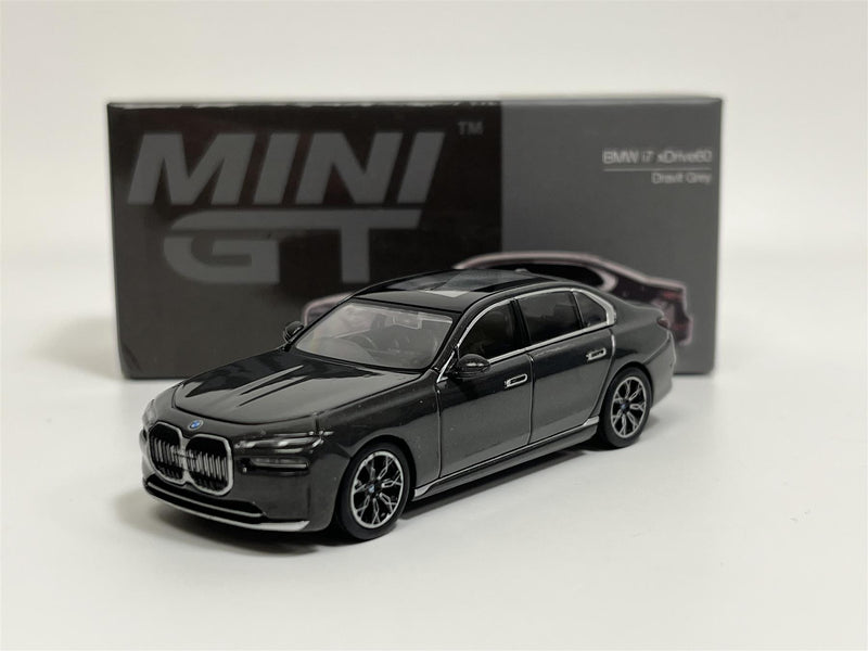 BMW i7 xDrive60 Dravit Grey LHD 1:64 Mini GT MGT00818L