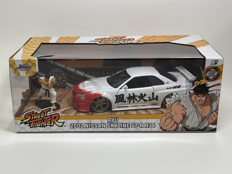 Street Fighter RYU 2002 Nissan Skyline GT R R34 1:24 Scale Jada 253255071