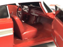 the interior of a red car