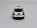 a white toy car with numbers on it