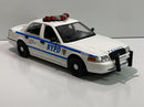 a white and blue police car