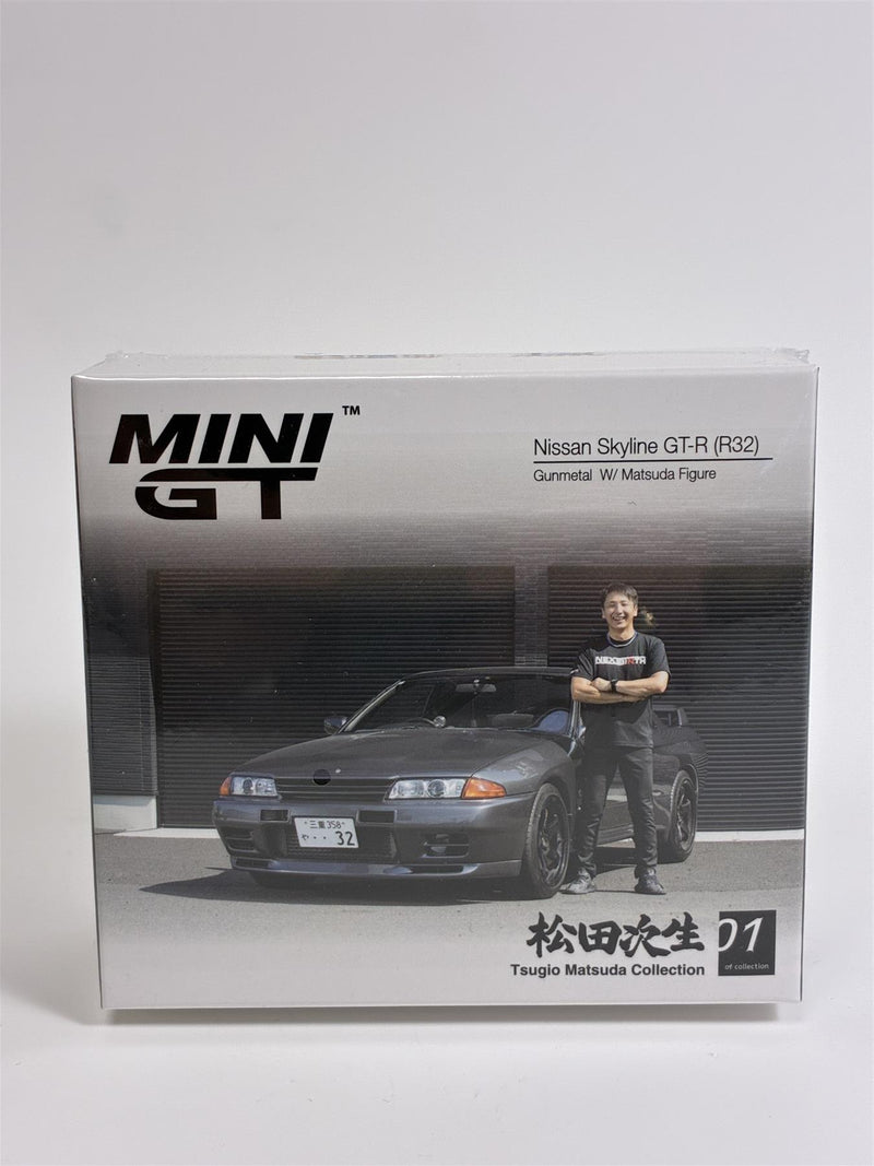 Nissan Skyline GT-R R32 Gunmetal with Matsuda Figure 1:64 Mini GT MGT00869R
