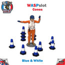 Safety Cones Blue and White 15mm 20 pack Track Side Scenery 1:32 scale Wasp