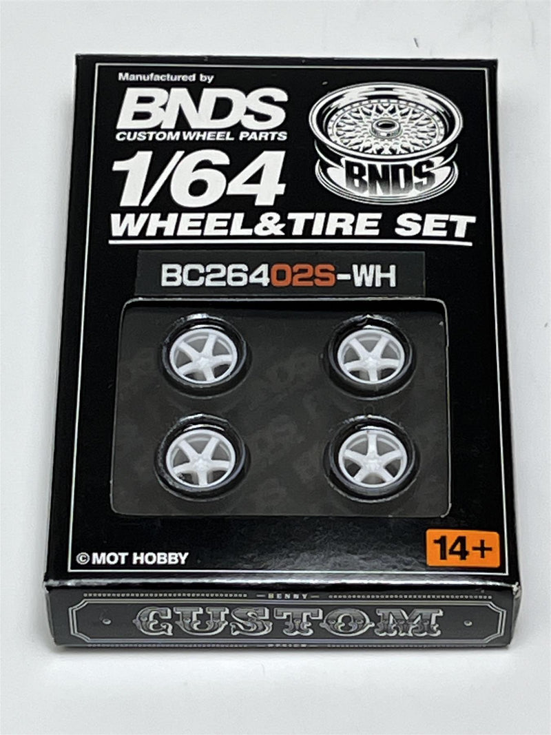 BNDS Custom Wheel Parts Wheel and Tyre Set White 1:64 MOT Hobby BC26402SWH